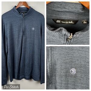 Travis Matthew - Blue 1/4 Zip Pullover Golf Sweatshirt Polyester Blend Sport Lg